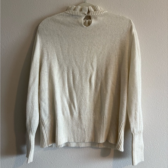 J. Crew Wool Ruffleneck Sweater Long-sleeve Women’s XXL Ivory Lambswool AF068 - Picture 6 of 10